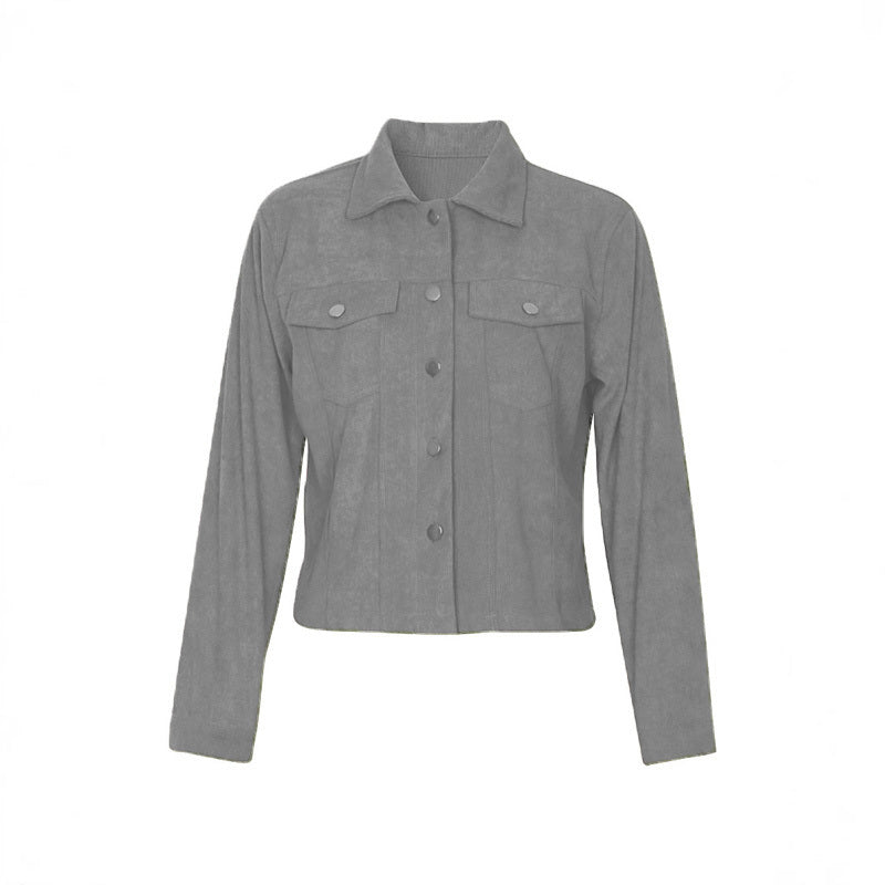 Sarah Express Women's Corduroy Button-Up Jacket Lightweight Fall Spring Outerwear Flap Pockets