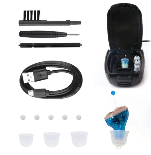 Sarah Express Rechargeable Hearing Amplifier - Invisible In-Ear Sound Aid with USB Charging