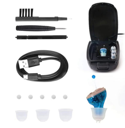 Sarah Express Rechargeable Hearing Amplifier - Invisible In-Ear Sound Aid with USB Charging