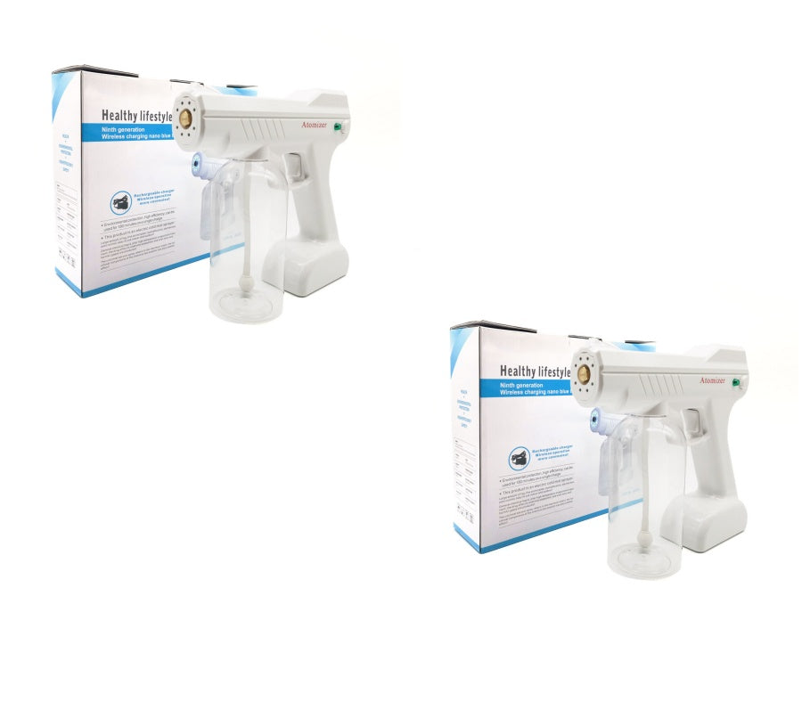 Sarah Express Wireless Nano Atomizing Spray Gun - Rechargeable Handheld Disinfection Fogger 800ml White USB 2pc