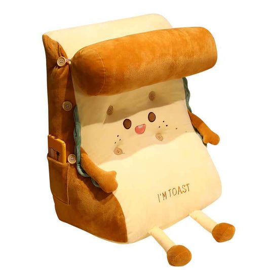 Sarah Express Toast Bread Plush Pillow - Cute Bedside Back Support Cushion for Sofa Office
