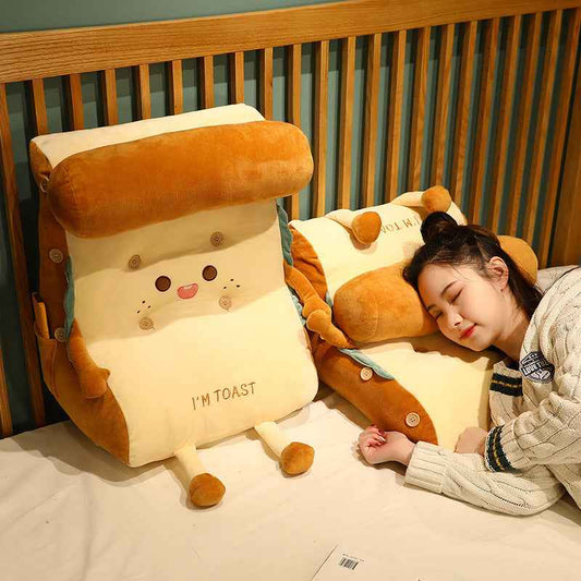 Sarah Express Toast Bread Plush Pillow - Cute Bedside Back Support Cushion for Sofa Office