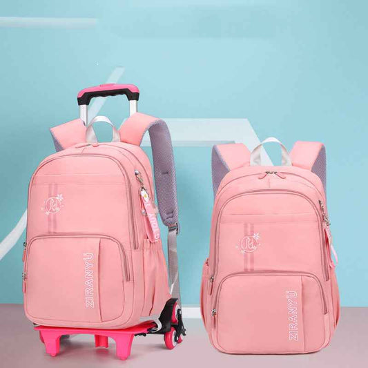 Sarah Express Kids Rolling School Backpack with Wheels - Removable Trolley Luggage Bag for Students