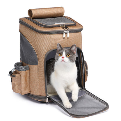 Sarah Express Space Capsule Pet Carrier Backpack with Wheels - Airline Approved Cat Dog Travel Trolley Bag