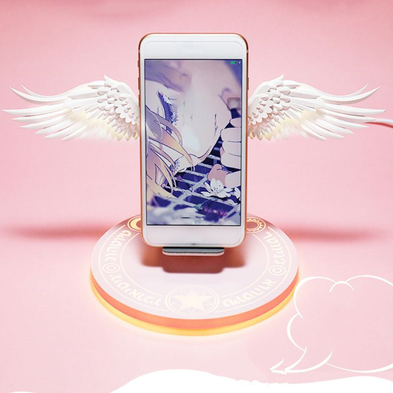 LED Angel Wings Wireless Charger - 10W Fast Charging Dock