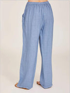 Sarah Express Women's Casual Cotton Linen Wide Leg Yoga Pants High Waist Loose Trousers