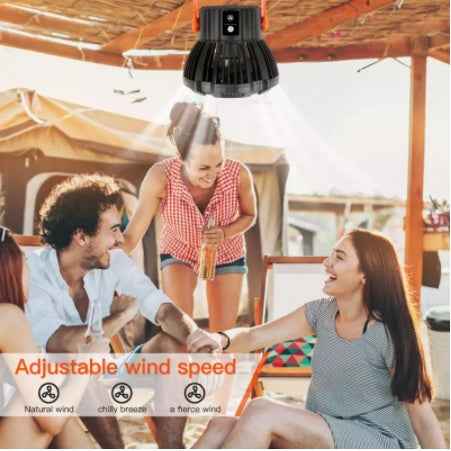 Sarah Express Portable LED Ceiling Fan with Remote Control - Rechargeable Camping Light and Fan Combo