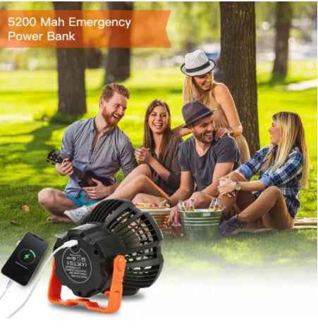 Sarah Express Portable LED Ceiling Fan with Remote Control - Rechargeable Camping Light and Fan Combo