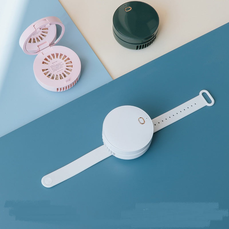 Sarah Express Rechargeable Wrist Fan with Mirror - Portable USB Mini Cooler