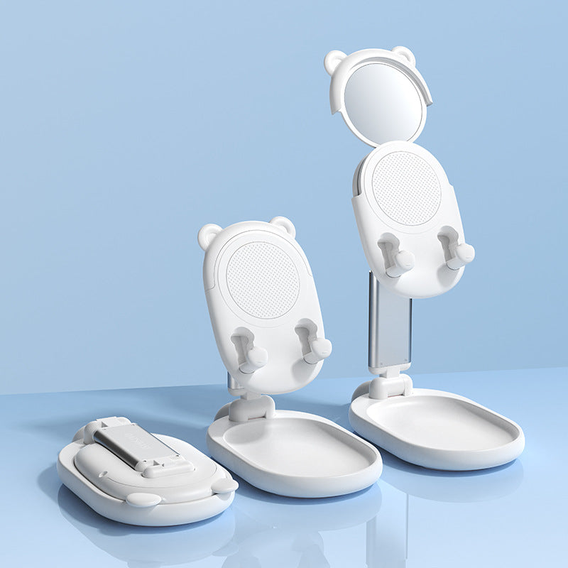 Sarah Express Adjustable Phone Tablet Stand with Mirror for iPhone iPad Desk Holder White