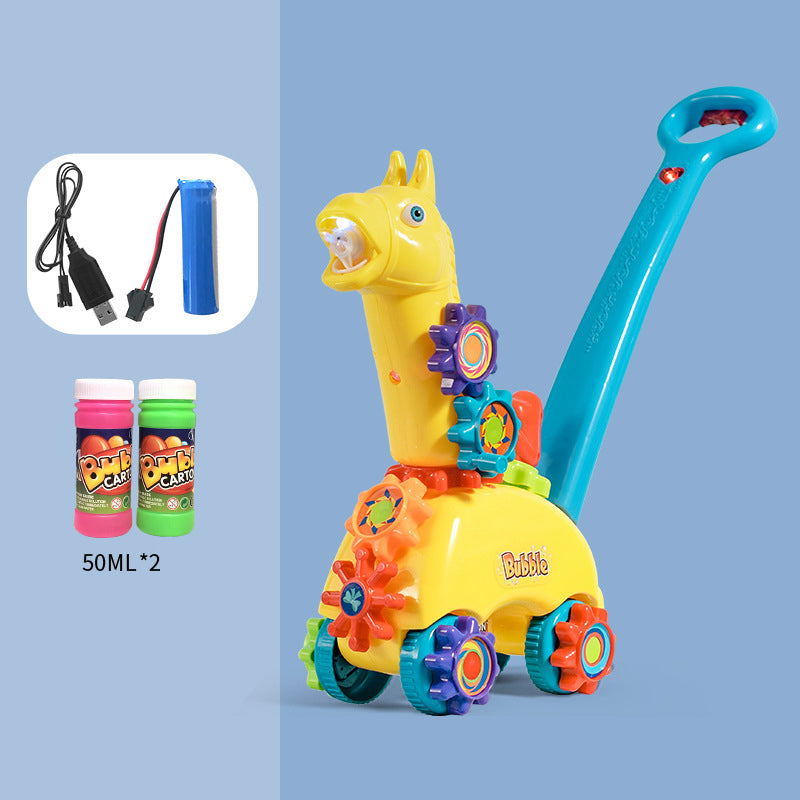 Sarah Express Automatic Bubble Lawn Mower for Kids with Music and Lights Recharge Yellow