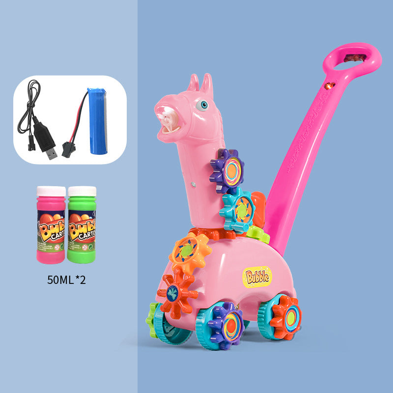 Sarah Express Automatic Bubble Lawn Mower for Kids with Music and Lights Recharge Pink