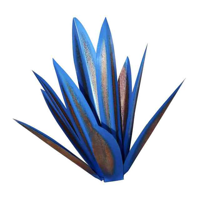 Sarah Express Iron Agave Plant Garden Ornament - Blue Metal Sculpture Home Decor Royal Blue