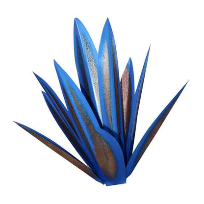 Sarah Express Iron Agave Plant Garden Ornament - Blue Metal Sculpture Home Decor Royal Blue