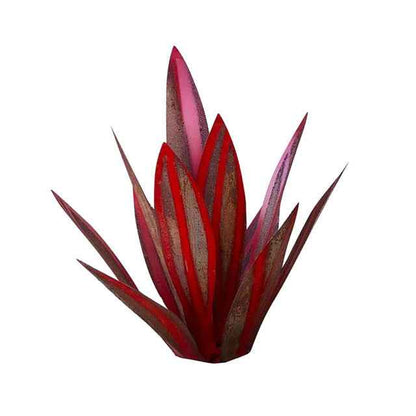 Sarah Express Iron Agave Plant Garden Ornament - Blue Metal Sculpture Home Decor Wine Red