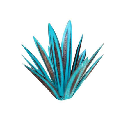 Sarah Express Iron Agave Plant Garden Ornament - Blue Metal Sculpture Home Decor Water Blue