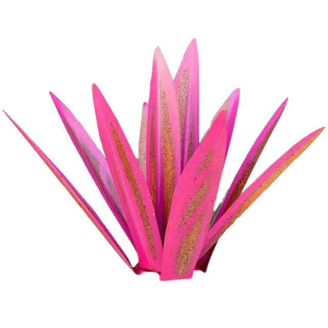 Sarah Express Iron Agave Plant Garden Ornament - Blue Metal Sculpture Home Decor Pink