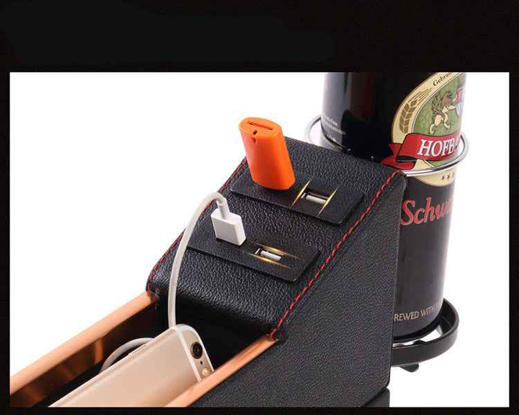 Sarah Express Car Seat Gap Organizer with Cup Holder - Premium PU Leather Storage Box