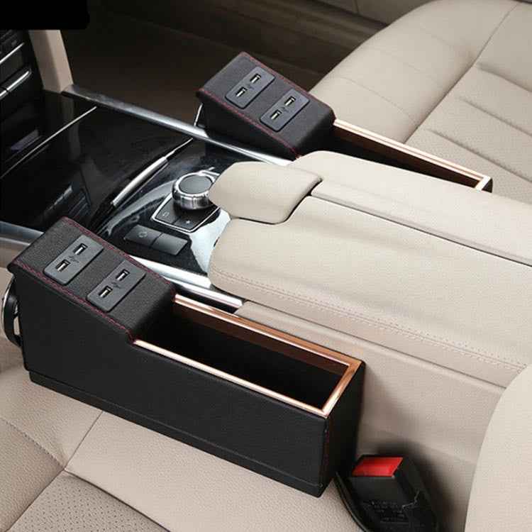 Sarah Express Car Seat Gap Organizer with Cup Holder - Premium PU Leather Storage Box