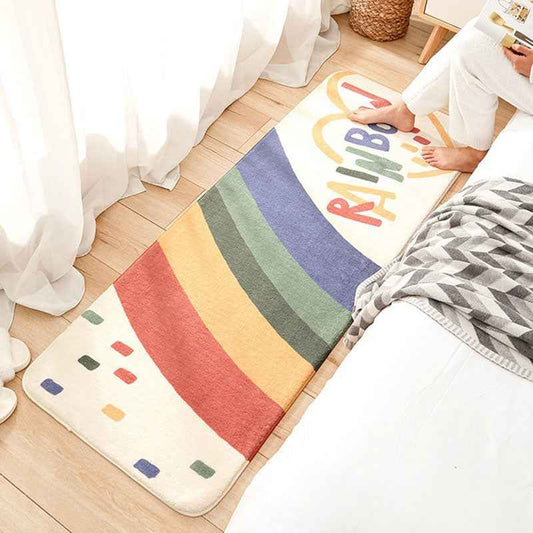Sarah Express Rainbow Cartoon Non-Slip Carpet - Soft Absorbent Kids Room Rug & Living Room Mat