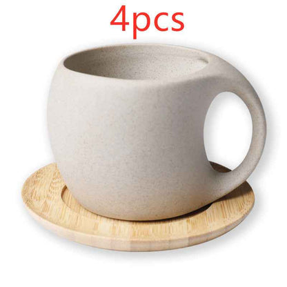 Sarah Express Ceramic Cold Water Kettle Set with Bamboo Tray - Pottery Tea Pot Gift Set Cup X4