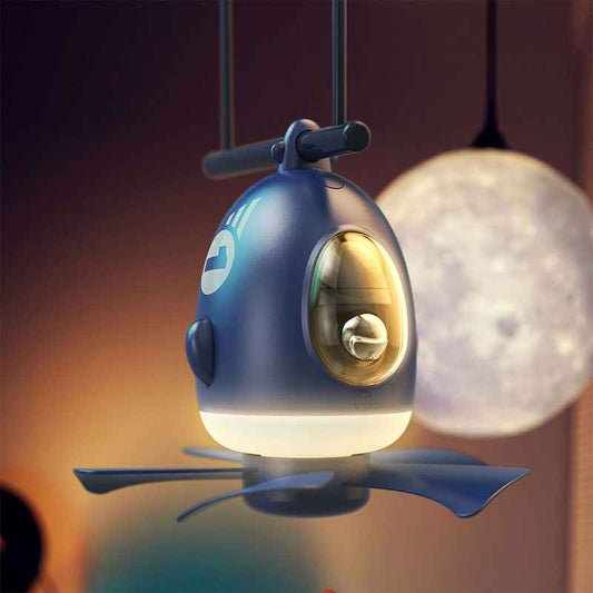 Sarah Express Airplane Ceiling Fan with Night Light - USB Rechargeable Remote Control Fan for Kids Room