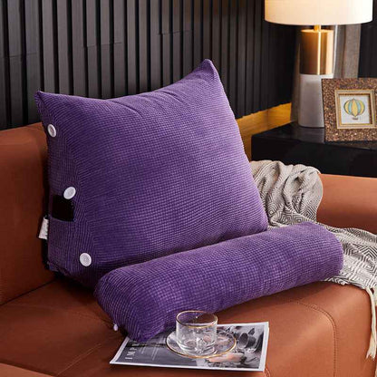 Sarah Express Premium Plush Lumbar Backrest Pillow - Bedside Reading Cushion with Headrest Support for Bed & Sofa Purple