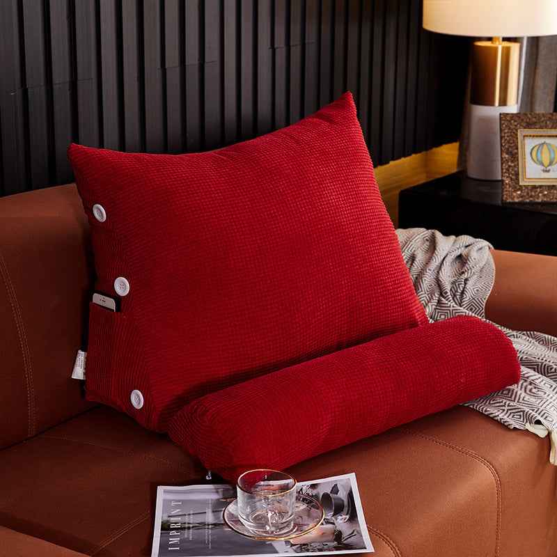 Sarah Express Premium Plush Lumbar Backrest Pillow - Bedside Reading Cushion with Headrest Support for Bed & Sofa Big red