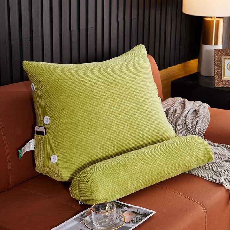Sarah Express Premium Plush Lumbar Backrest Pillow - Bedside Reading Cushion with Headrest Support for Bed & Sofa Green