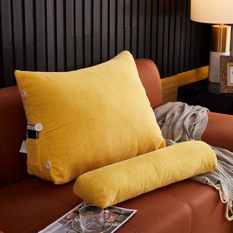 Sarah Express Premium Plush Lumbar Backrest Pillow - Bedside Reading Cushion with Headrest Support for Bed & Sofa Yellow