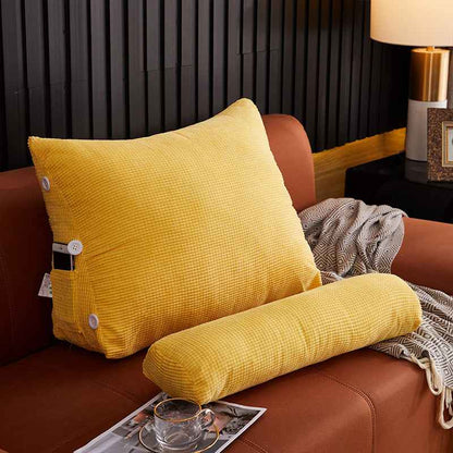 Sarah Express Premium Plush Lumbar Backrest Pillow - Bedside Reading Cushion with Headrest Support for Bed & Sofa Yellow