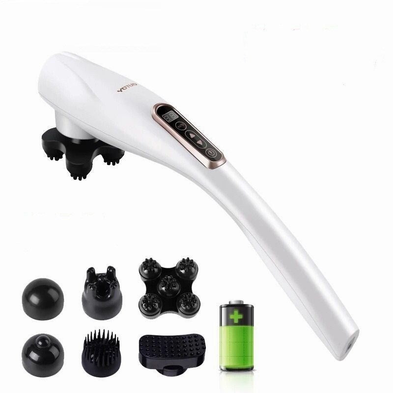 Sarah Express Handheld Electric Massager 6 Head Deep Tissue Percussion Therapy Machine White