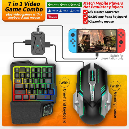 Sarah Express 7-in-1 Gaming Keyboard Mouse Converter for PS4 PS5 Xbox Switch