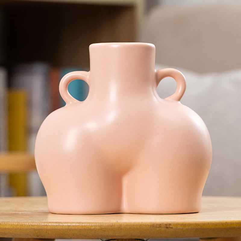 Sarah Express Ceramic Human Body Art Vase - Modern Minimalist Flower Holder Decor Pink Big Matte white