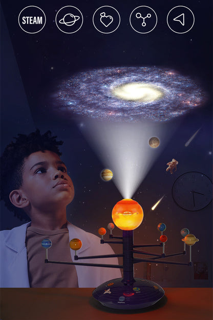 Solar System LED Projector - DIY Planetarium Model with Voice Control & Music Player for Kids STEAM Education