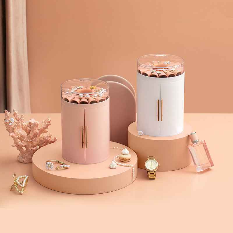 Sarah Express Rotating Jewelry Organizer Box - 5-Tier Storage with Transparent Lid