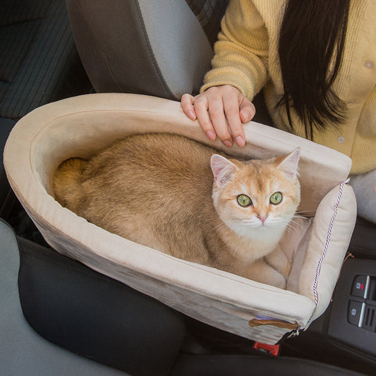 Pet Car Seat Bed - Adjustable Safety Travel Carrier for Dogs & Cats