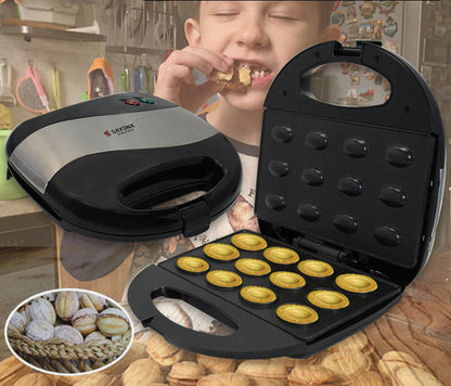 Mini Nut Sandwich Maker - 12-Piece Waffle Baking Machine