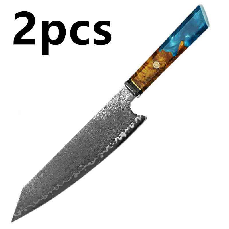 Sarah Express Premium Damascus Steel Chef Knife - Professional Japanese Kitchen Knife 8.1 Inch Light blue 34.7cm 2pcs