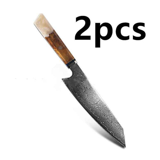 Sarah Express Premium Damascus Steel Chef Knife - Professional Japanese Kitchen Knife 8.1 Inch White 34.7cm 2pcs