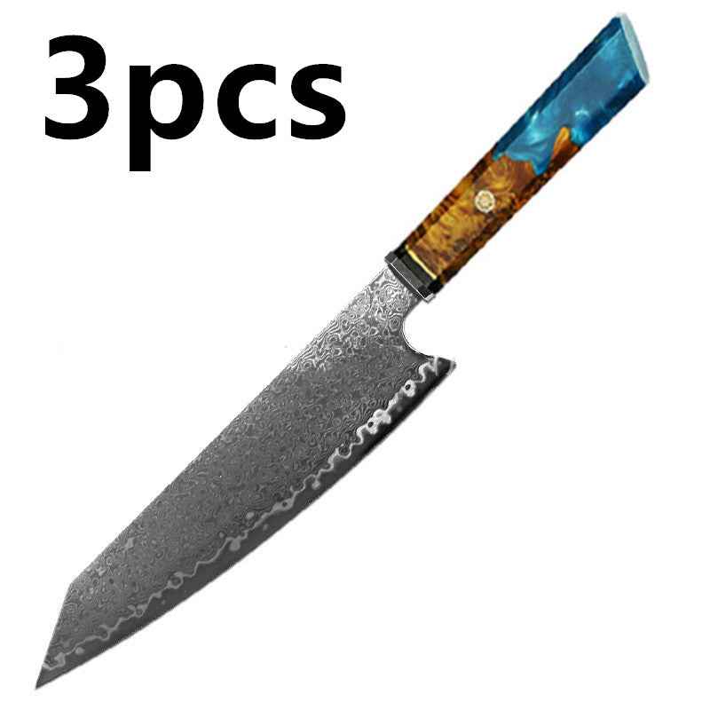 Sarah Express Premium Damascus Steel Chef Knife - Professional Japanese Kitchen Knife 8.1 Inch Light blue 34.7cm 3pcs