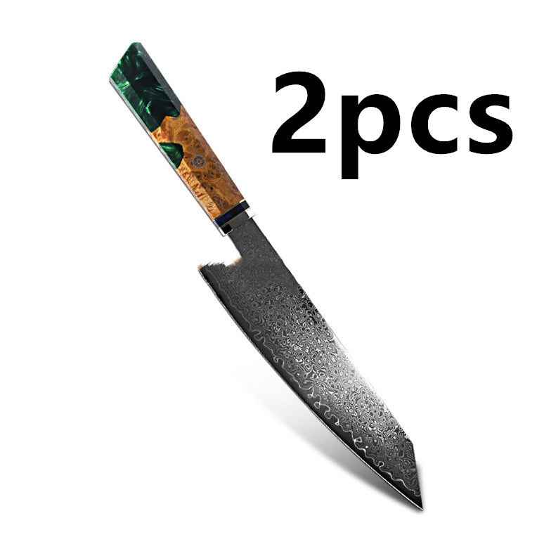 Sarah Express Premium Damascus Steel Chef Knife - Professional Japanese Kitchen Knife 8.1 Inch Green 34.7cm 2pcs