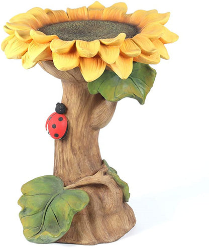 Sunflower Bird Bath Feeder - Resin Garden Statue Outdoor Decoration