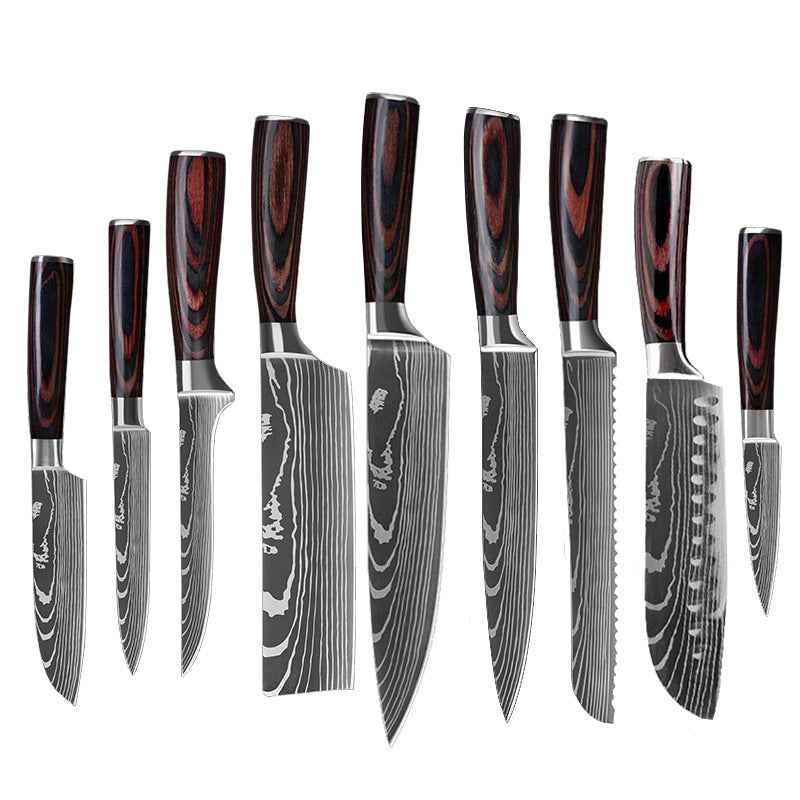 Sarah Express Professional Stainless Steel Kitchen Knife Set - Chef's Cutlery Collection 9piece set