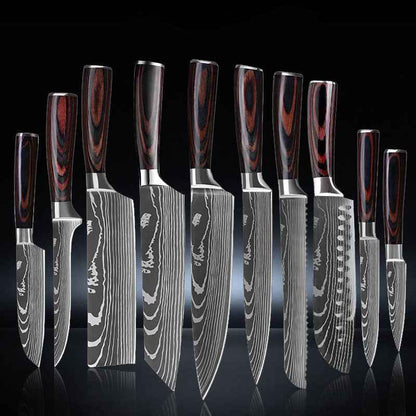Sarah Express Professional Stainless Steel Kitchen Knife Set - Chef's Cutlery Collection 10piece set