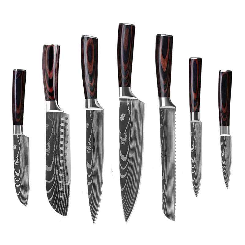 Sarah Express Professional Stainless Steel Kitchen Knife Set - Chef's Cutlery Collection 7piece set