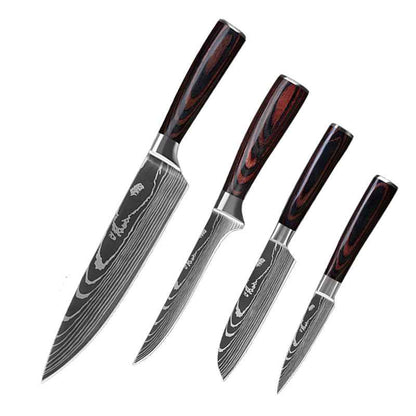 Sarah Express Professional Stainless Steel Kitchen Knife Set - Chef's Cutlery Collection 4piece set