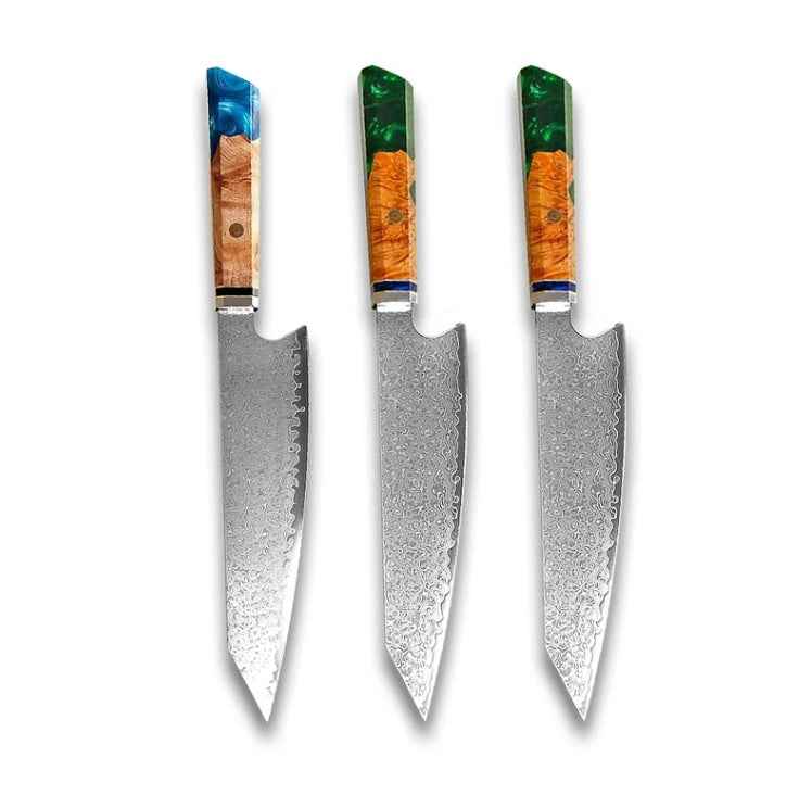 Sarah Express Premium Damascus Steel Chef Knife - Professional Japanese Kitchen Knife 8.1 Inch Green Green Blue 34.7cm