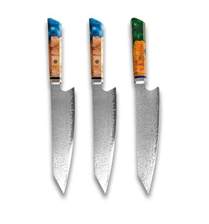 Sarah Express Premium Damascus Steel Chef Knife - Professional Japanese Kitchen Knife 8.1 Inch Blue Blue Green 34.7cm