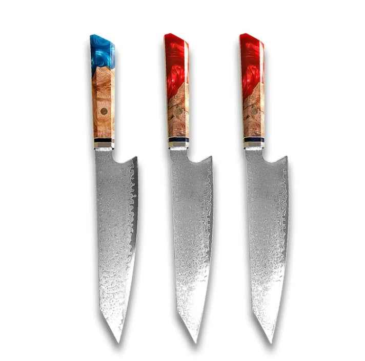 Sarah Express Premium Damascus Steel Chef Knife - Professional Japanese Kitchen Knife 8.1 Inch Blue Red Red 34.7cm